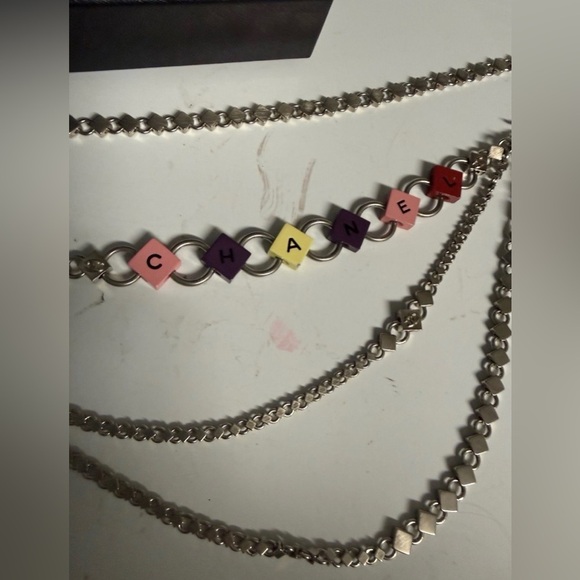 CHANEL Vintage Silver Multi Chain Block Letters Logo Belt or Necklace main image 9
